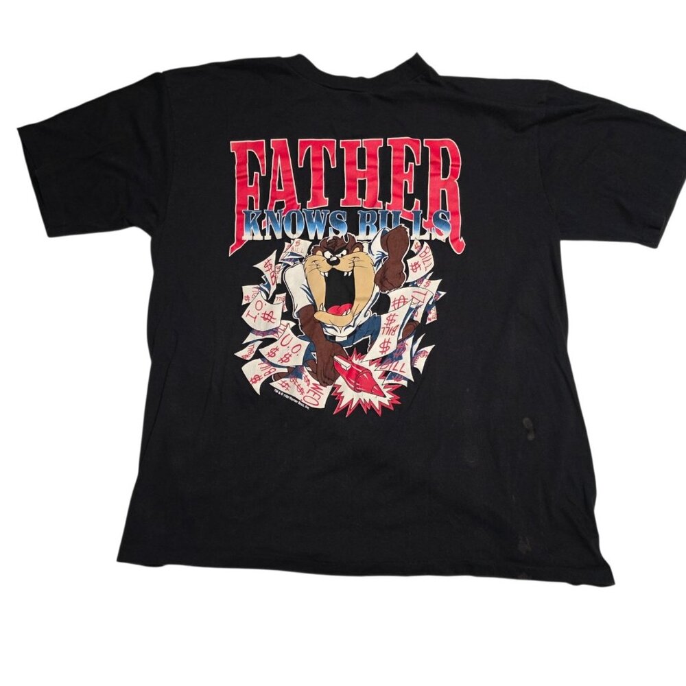 Vtg 1990 Father Knows Bills T-Shirt Taz Looney Tunes Buffalo Bills Jostens Large